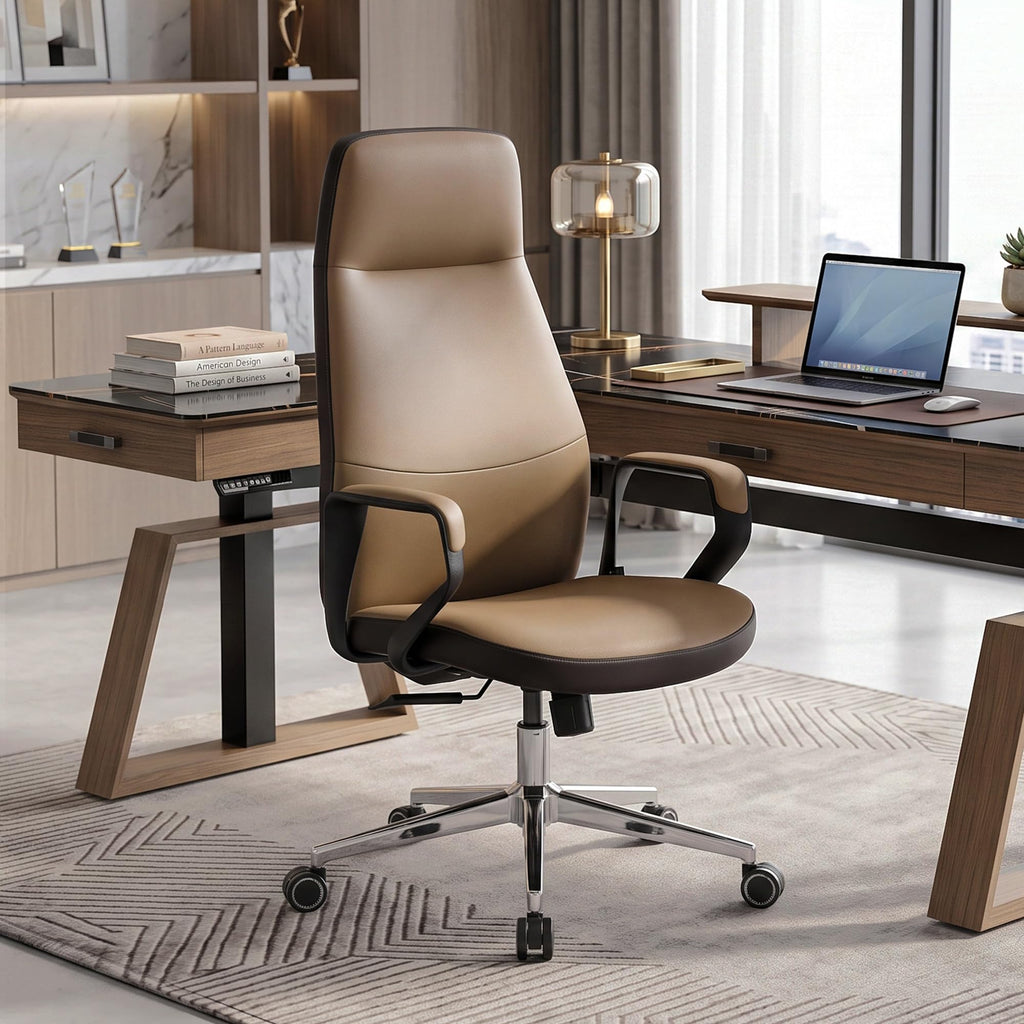 Brown Leather Executive Office Chair Q653