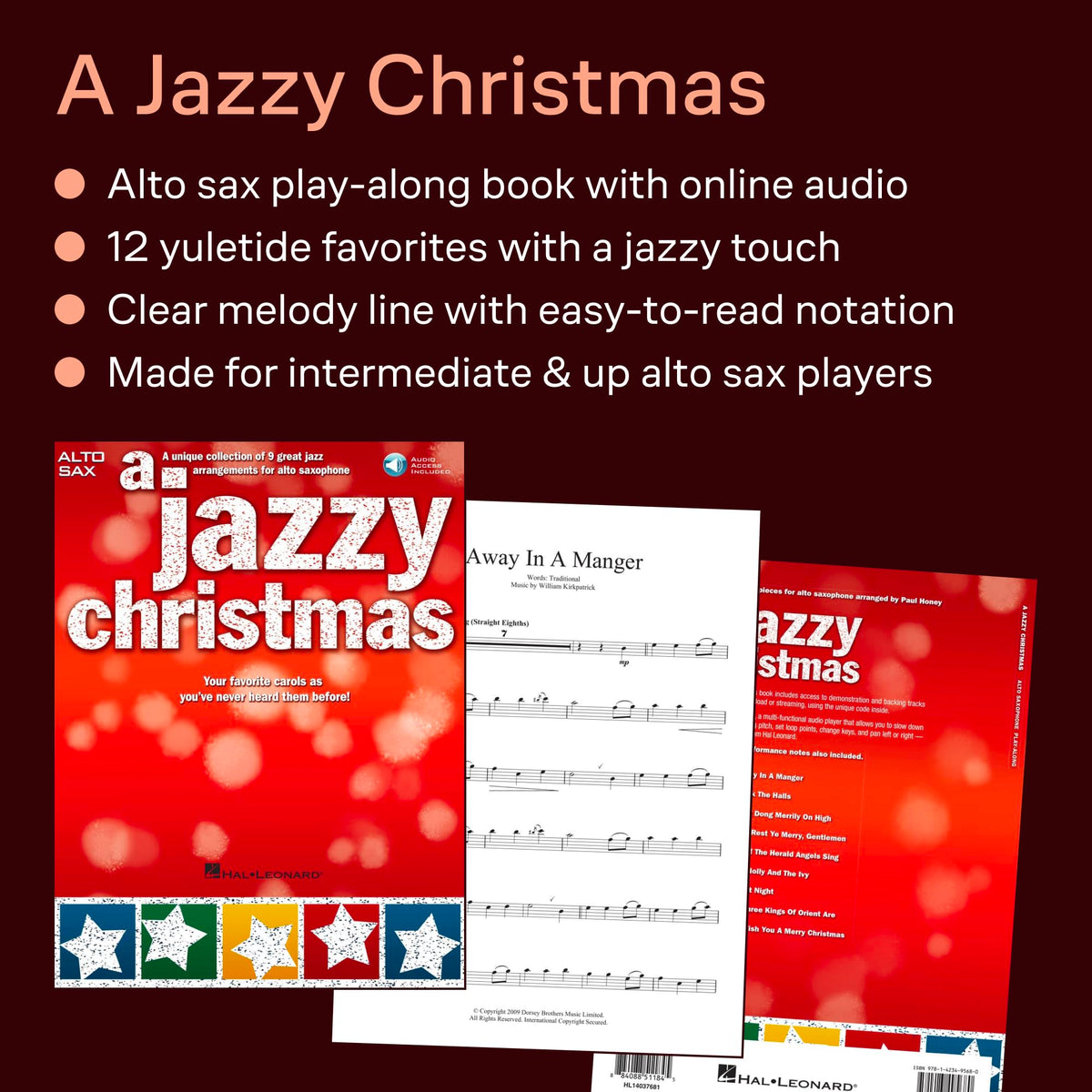 Alto Sax Christmas Jazz Sheet Music Book with Online Audio O6335