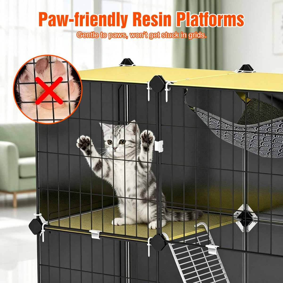 3-Tier Cat Cage with Litter Box, Hammock & Ladders Q173069