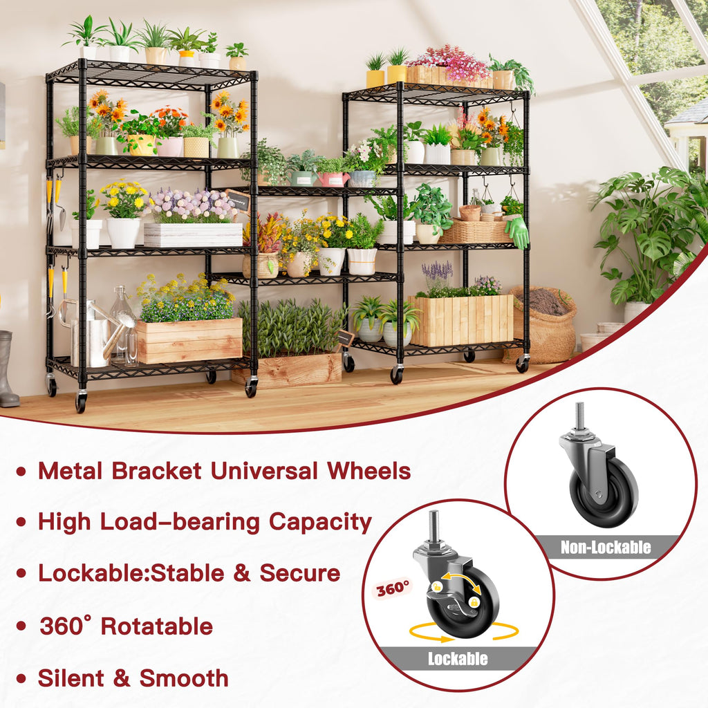 Wire Storage Rack with Wheels Metal Shelving B87396