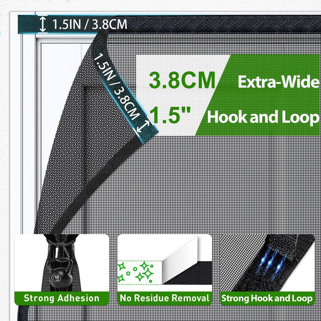 Magnetic Screen Door Fiberglass Mesh 32 x 80 Inch Black H14347