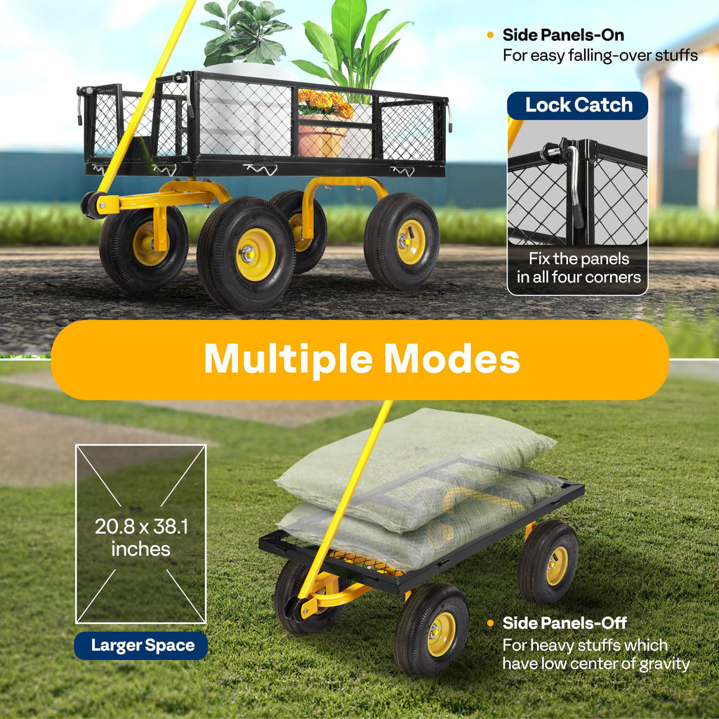 Heavy Duty 4.5 Cu Ft Mesh Steel Garden Cart J7735