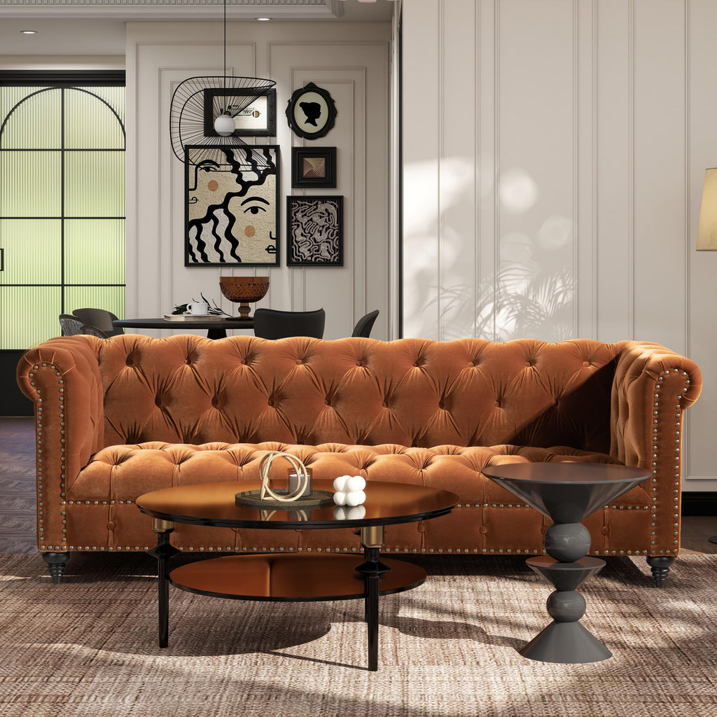 88" Burnt Orange Performance Velvet Sofa D868685