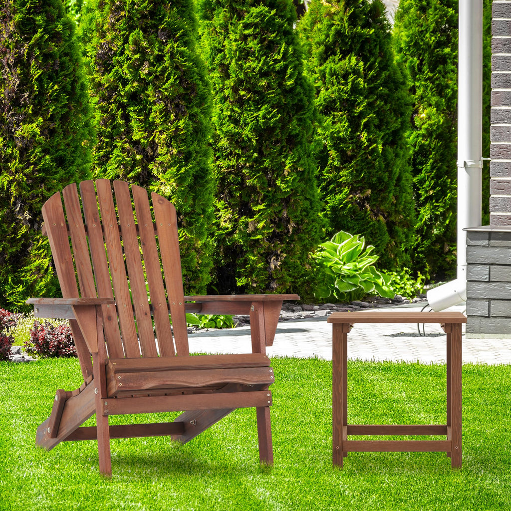 Folding Adirondack Chairs Set of 2 Solid Cedar Wood T15034