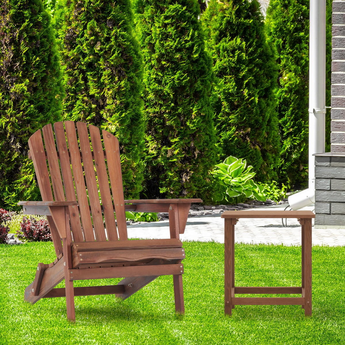 Folding Adirondack Chairs Set of 2 Solid Cedar Wood T15034