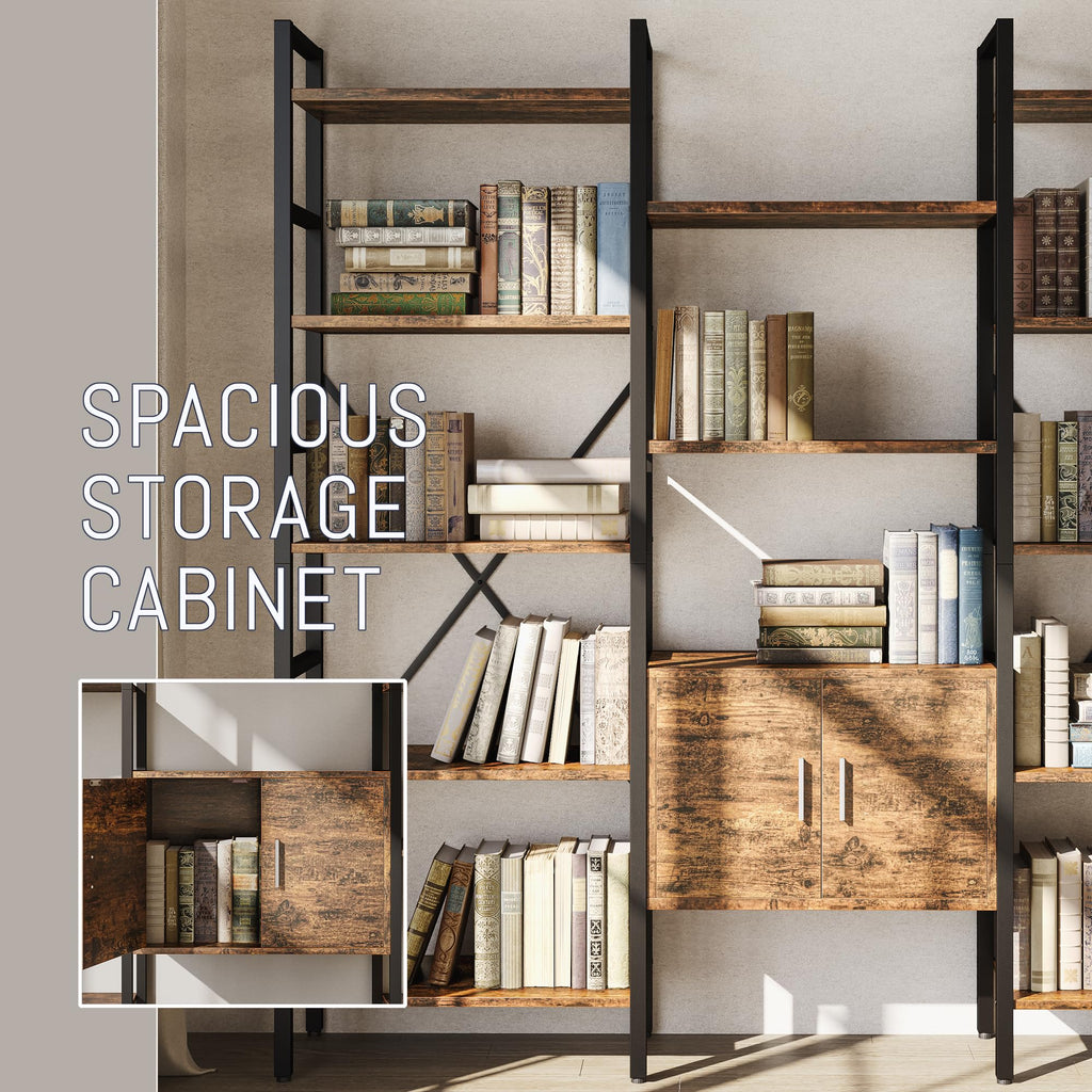 70 x 70" 5 Tier Bookcase with Storage Cabinet Rustic Brown R3981