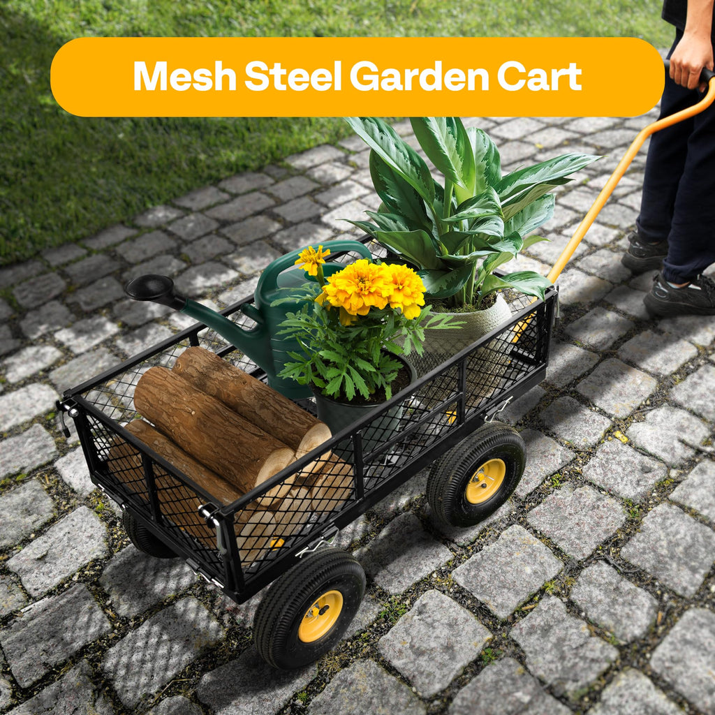Heavy Duty 4.5 Cu Ft Mesh Steel Garden Cart J7735