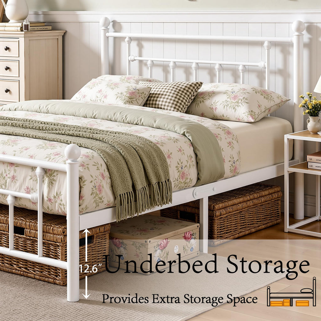 Full Size Metal Platform Bed Frame with Headboard and Footboard O82389