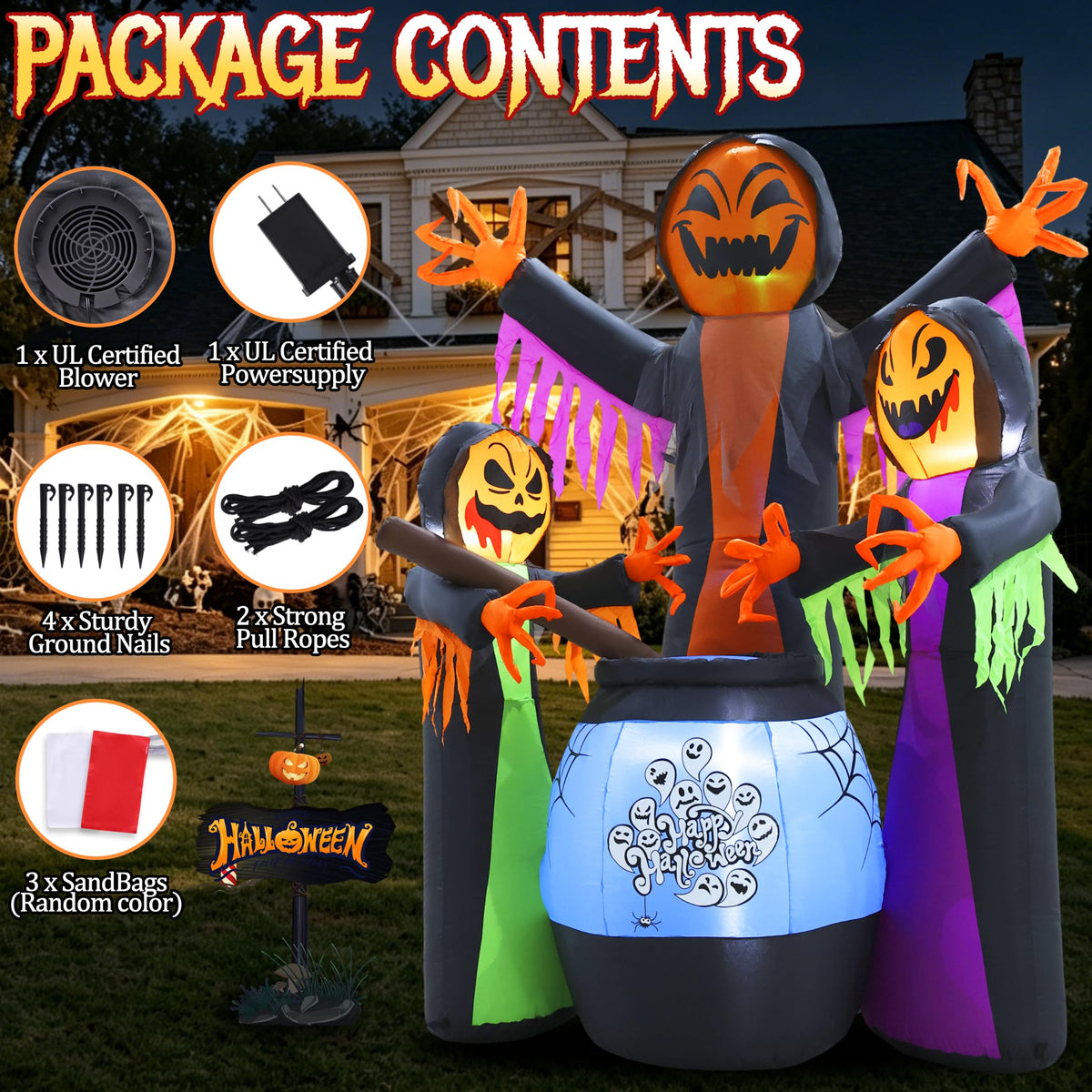 8FT Halloween Inflatable with Light Yard Decor G4334