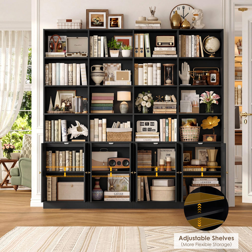 72.8" Black Bookshelf with 8 Doors T501881