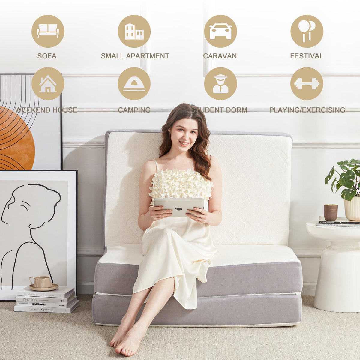6 Inch Memory Foam Tri-fold Folding Mattress T295